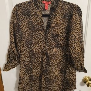 Sheer Leopard Print Blouse